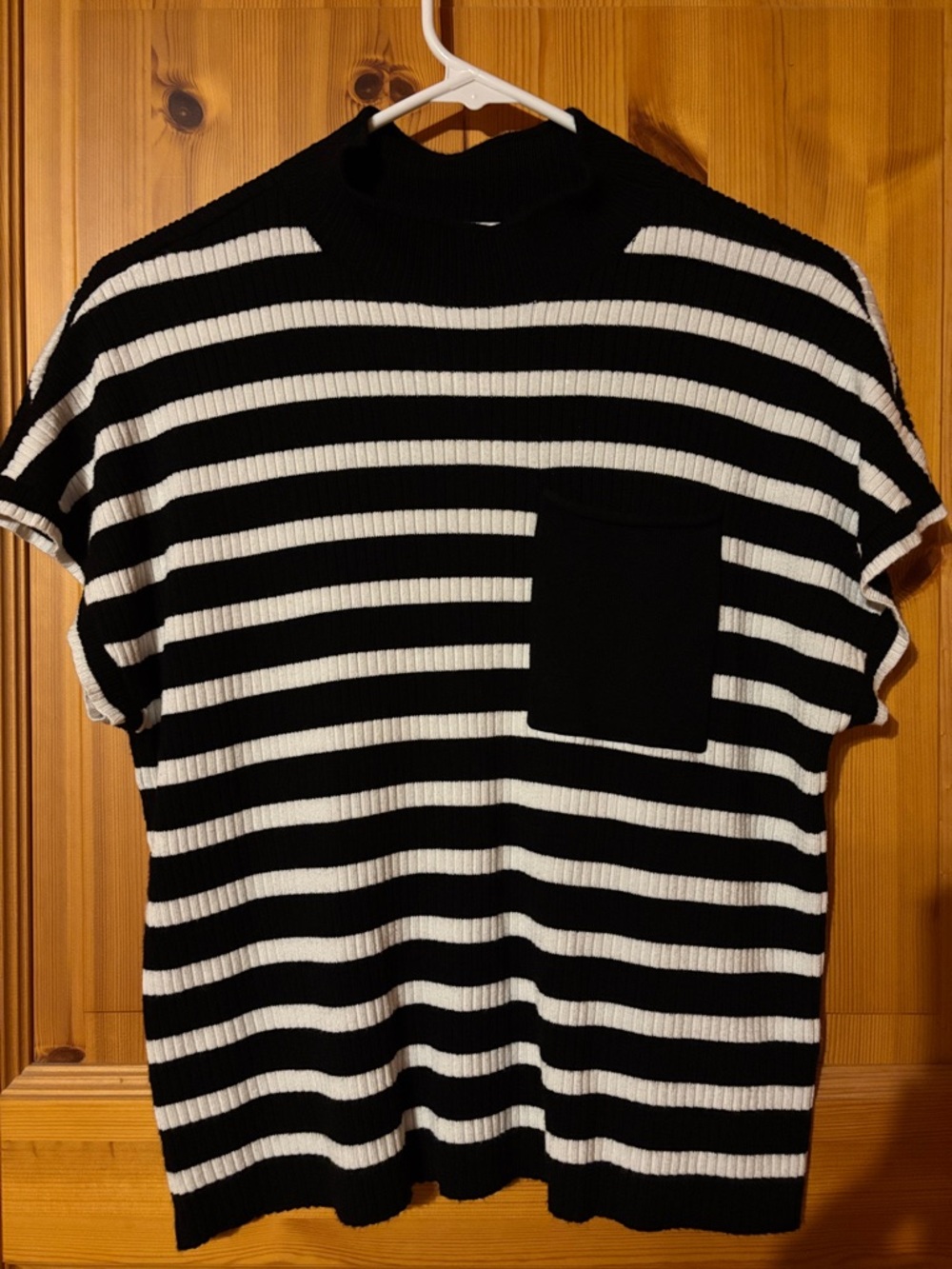 Nine West Black and White Striped Crewneck Sweater women’s medium